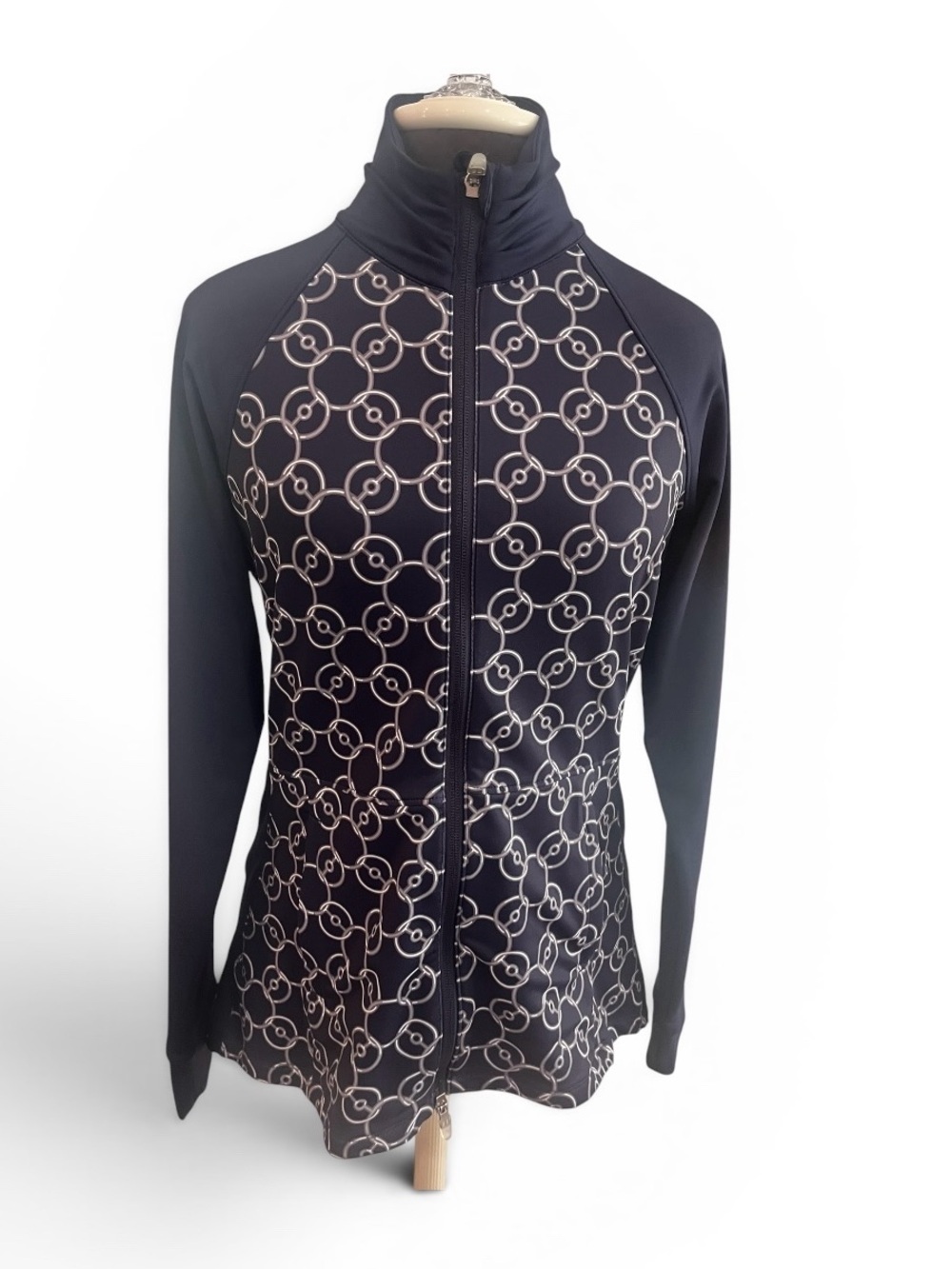 Peter Millar Navy Horsebit Print Zip Jacket Women’s Medium Golf 50+ Sun